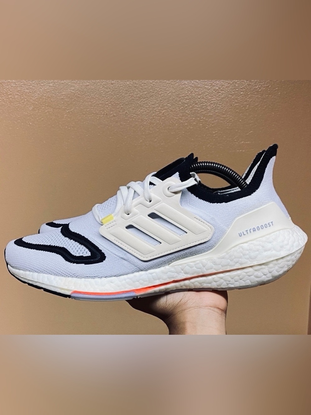 Adidas Ultra Boost 22 White Black Solar Red Running Sneakers Shoes-Womens 6.5